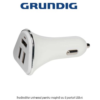 Grundig Car Charger 5V - încărcător universal pentru mașină cu 3 porturi USB-A