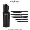 Cheffinger Home KB02 - set de 5 cuțite cu suport bloc, negru