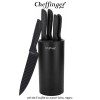 Cheffinger Home KB02 - set de 5 cuțite cu suport bloc, negru