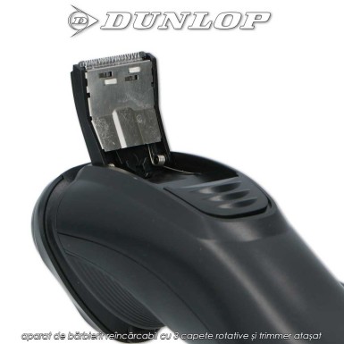 Dunlop Shaver CB3H - aparat de bărbierit reîncărcabil cu 3 capete rotative și trimmer atașat