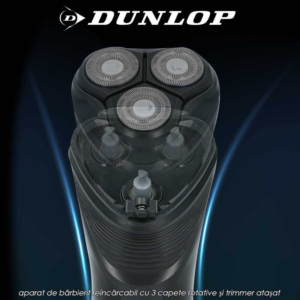 Dunlop Shaver CB3H - aparat de bărbierit reîncărcabil cu 3 capete rotative și trimmer atașat