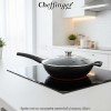 Cheffinger Home DW32 - tigaie wok cu acoperire ceramică și capac, 32cm