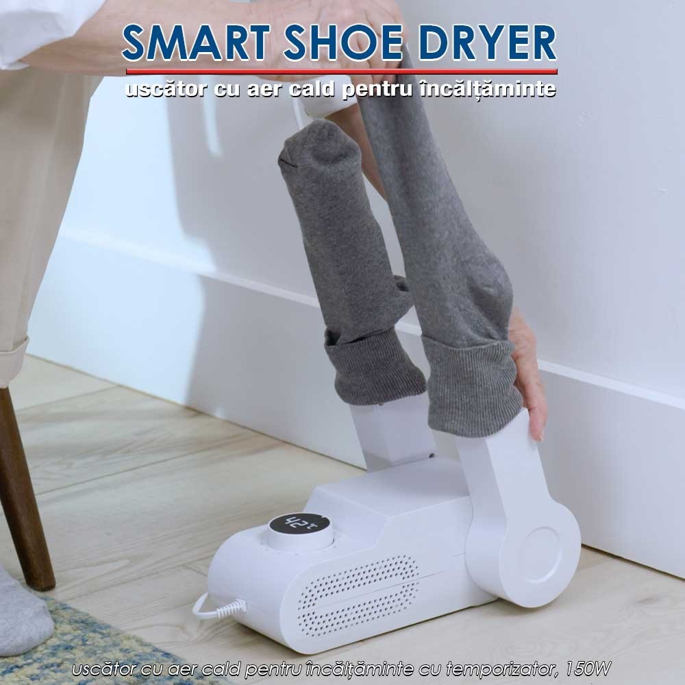 Smart Shoe Dryer - uscător cu aer cald pentru încălțăminte cu temporizator, 150W