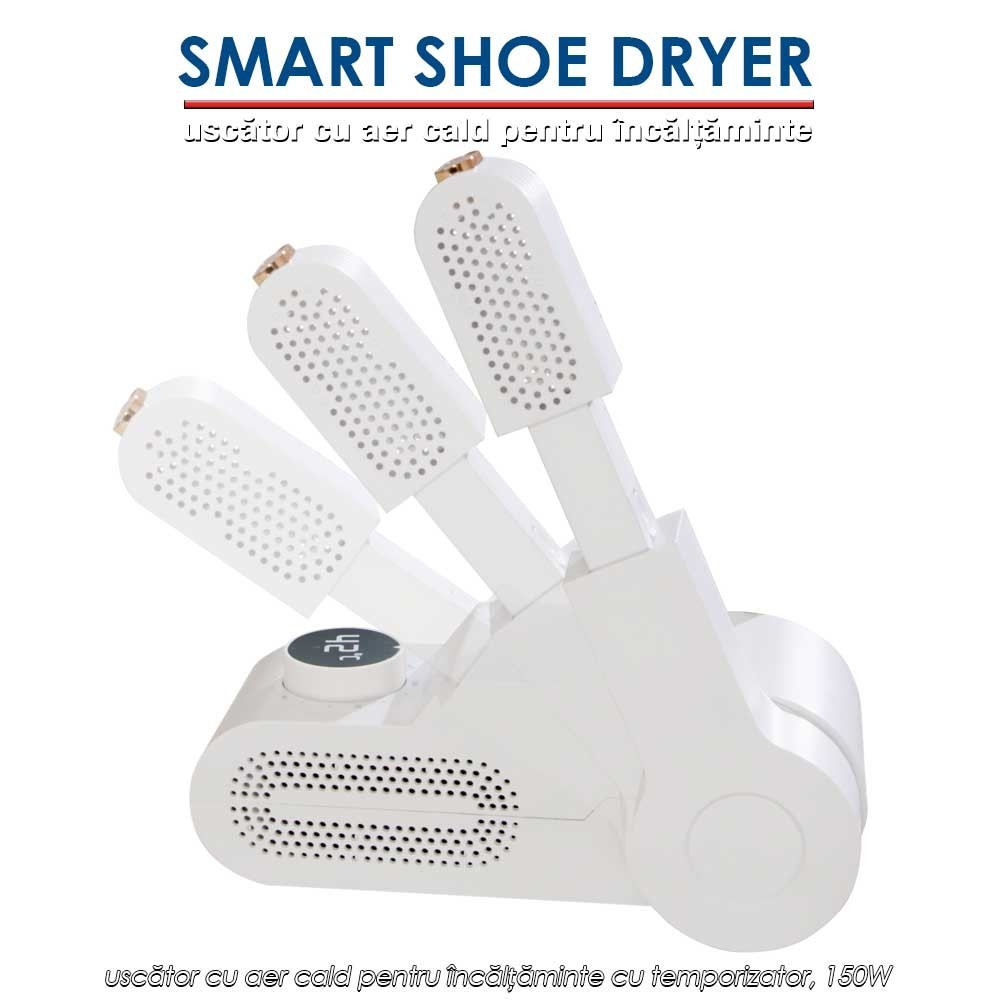 Smart Shoe Dryer - uscător cu aer cald pentru încălțăminte cu temporizator, 150W
