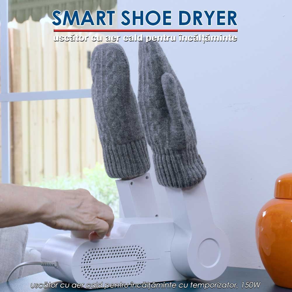 Smart Shoe Dryer - uscător cu aer cald pentru încălțăminte cu temporizator, 150W