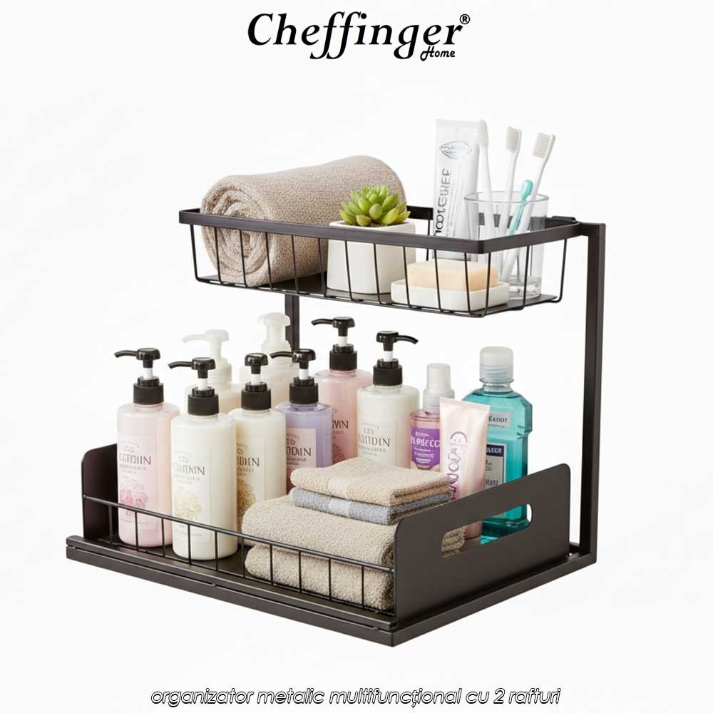 Cheffinger Home Multi Purpose Rack  DR08 - organizator metalic multifuncțional cu 2 rafturi