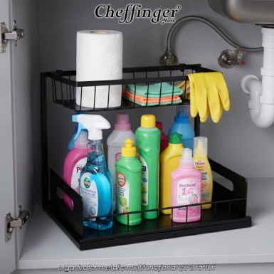 Cheffinger Home Multi Purpose Rack  DR08 - organizator metalic multifuncțional cu 2 rafturi