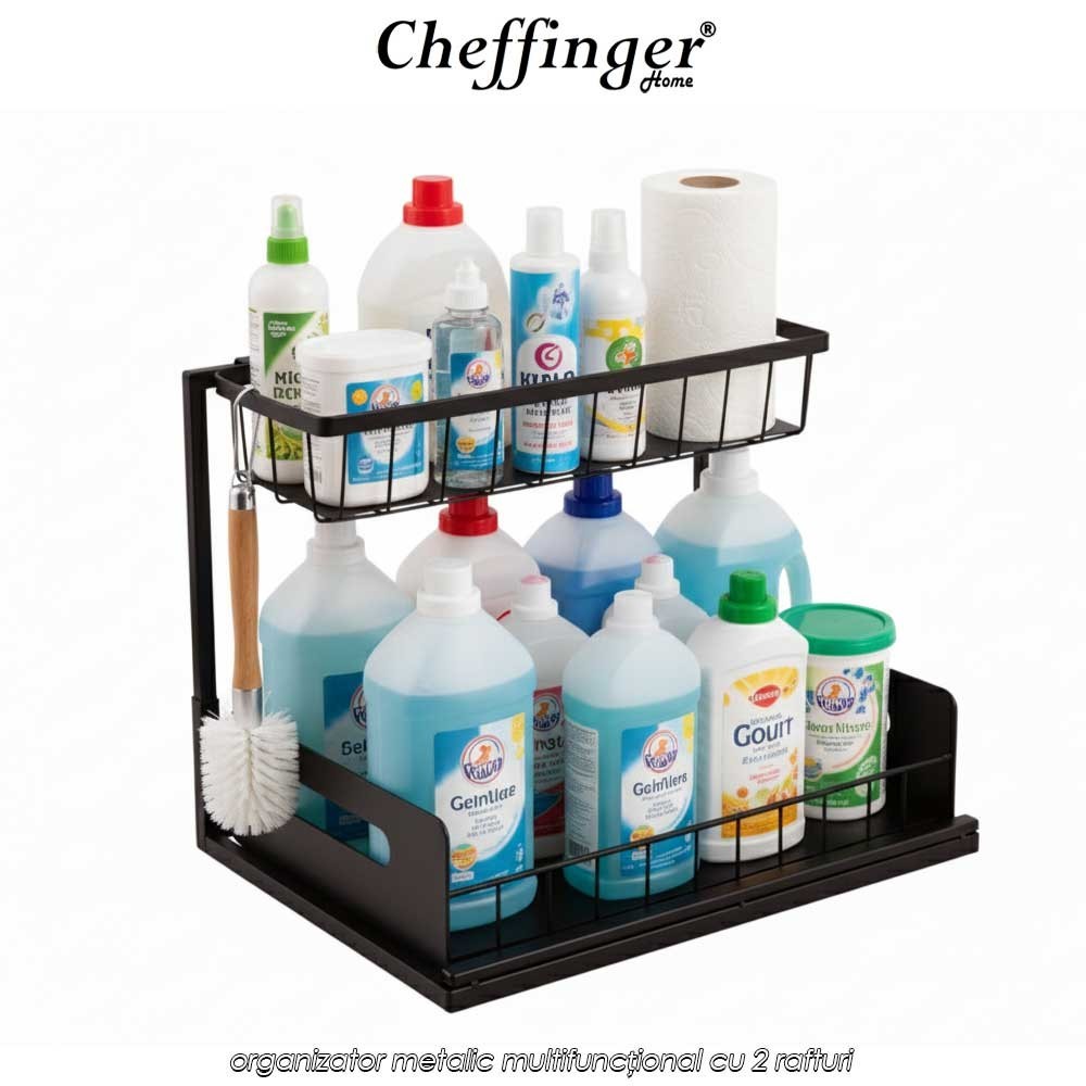 Cheffinger Home Multi Purpose Rack  DR08 - organizator metalic multifuncțional cu 2 rafturi