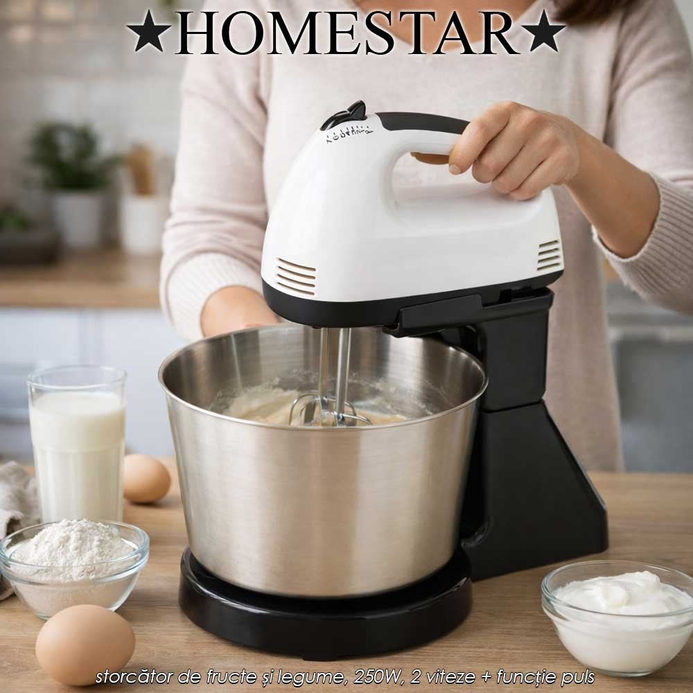 HomeStar Mixer With Bowl MXIB2 - mixer cu bol de 2L ,din inox, 300W