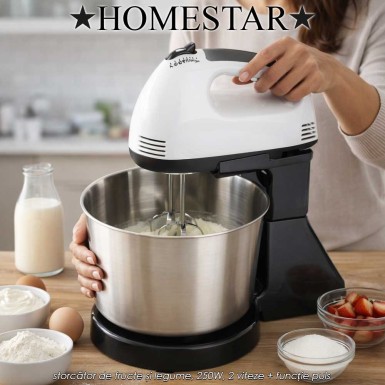 HomeStar Mixer With Bowl MXIB2 - mixer cu bol de 2L ,din inox, 300W