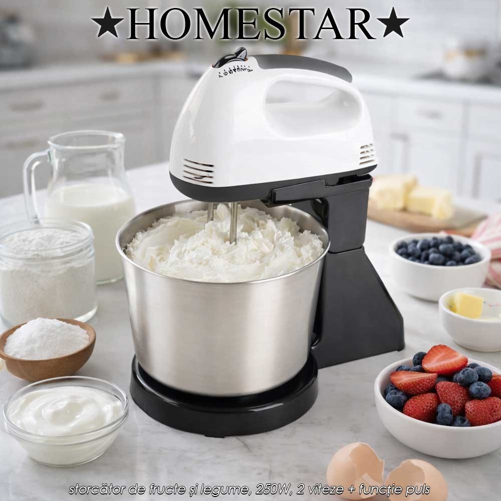 HomeStar Mixer With Bowl MXIB2 - mixer cu bol de 2L ,din inox, 300W