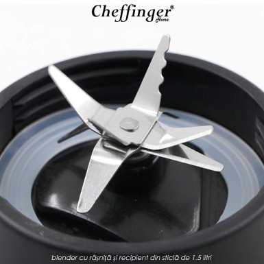 Cheffinger Home GIB1.5 - blender cu râșniță și recipient din sticlă de 1.5 litri