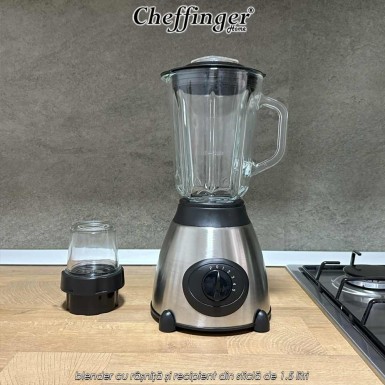 Cheffinger Home GIB1.5 - blender cu râșniță și recipient din sticlă de 1.5 litri