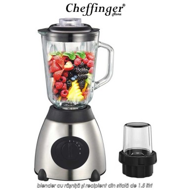 Cheffinger Home GIB1.5 - blender cu râșniță și recipient din sticlă de 1.5 litri