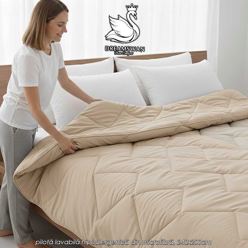 Dreamswan Washable Duvet W2 - pilotă lavabilă hipoalergenică din microfibră, 240x200cm