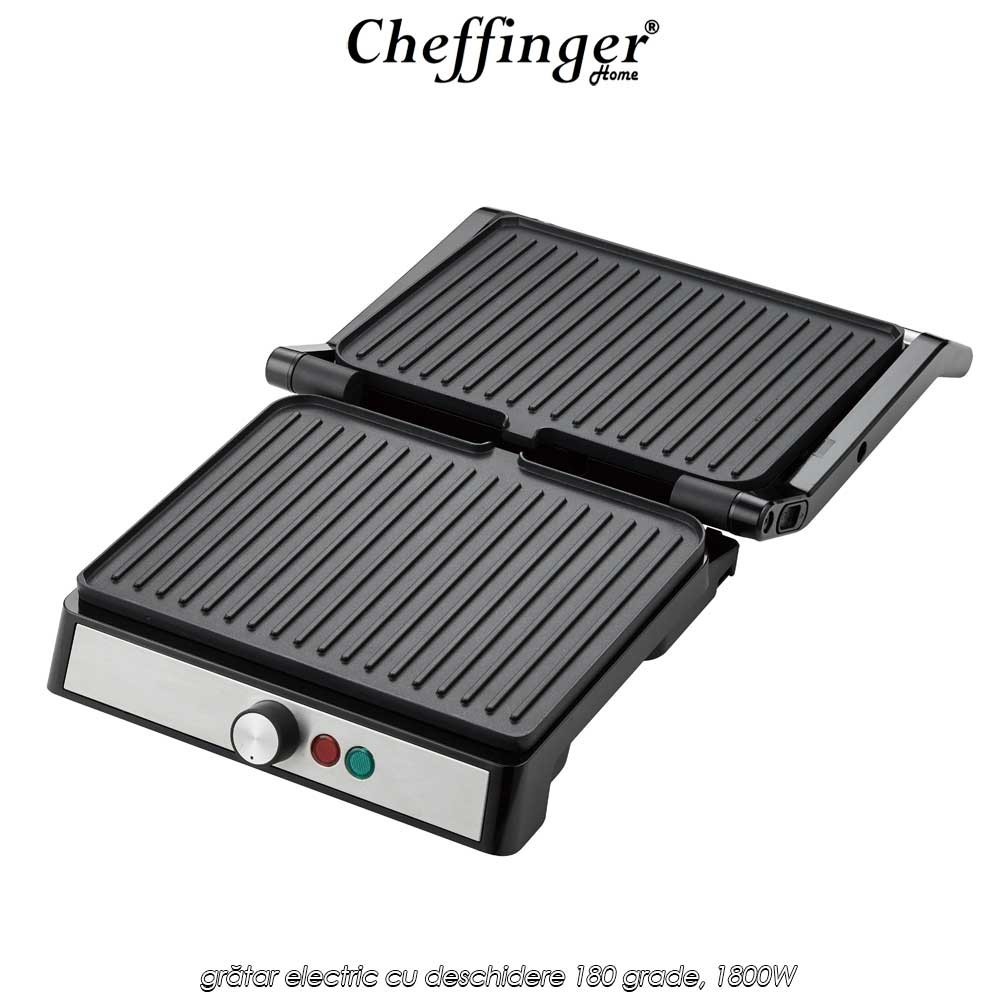 Cheffinger Home PG02 - grătar electric cu deschidere 180 grade, 1800W