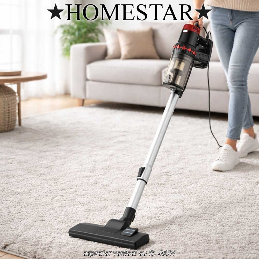 HomeStar Vertical Vacuum Cleaner SVC500R - aspirator vertical cu fir, 400W
