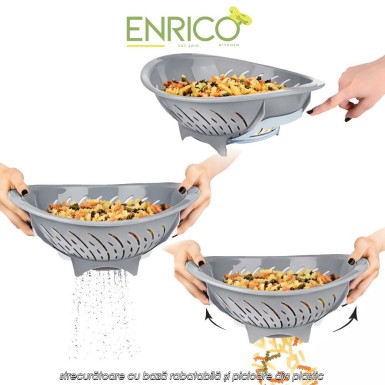 Enrico Smart Strainer - strecurătoare cu bază rabatabilă și picioare din plastic