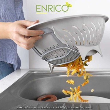 Enrico Smart Strainer - strecurătoare cu bază rabatabilă și picioare din plastic