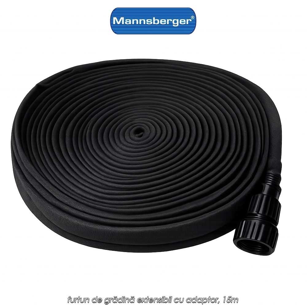 Mannsberger Water Hose 15m - furtun de grădină extensibil cu adaptor, 15m
