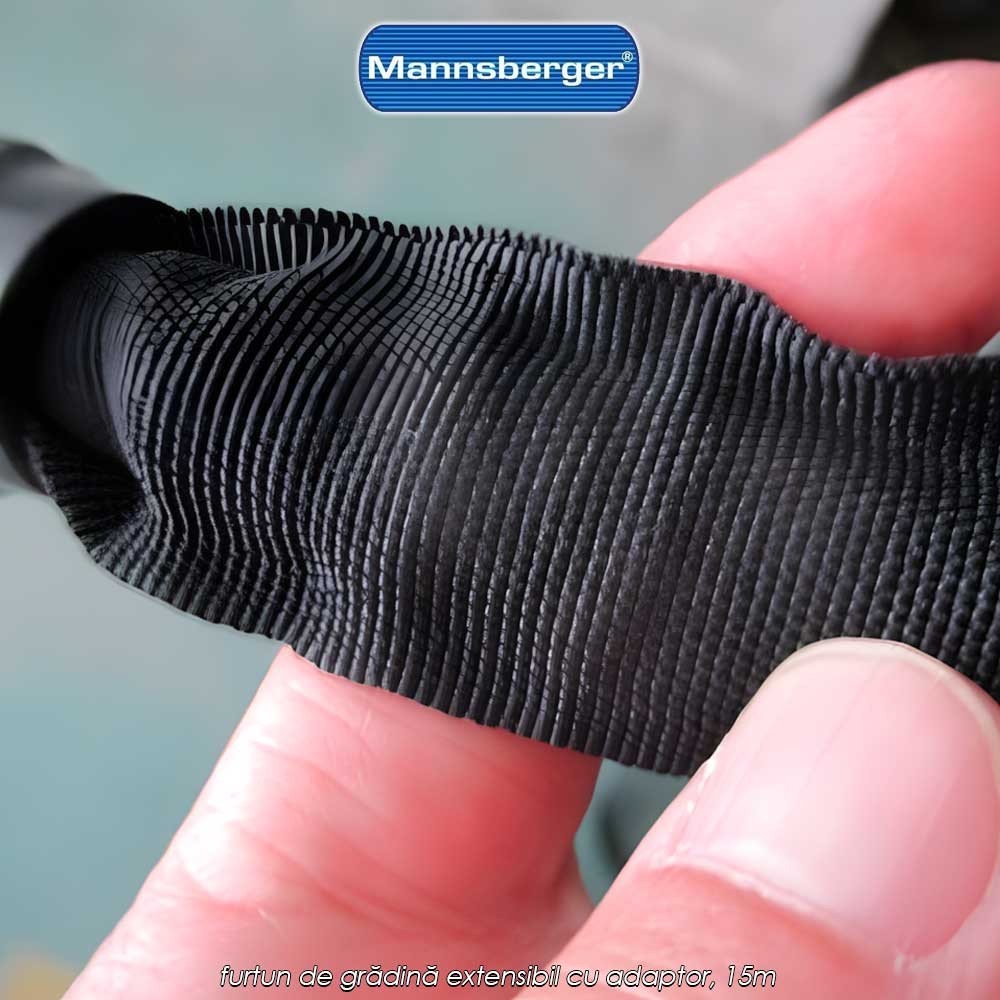 Mannsberger Water Hose 15m - furtun de grădină extensibil cu adaptor, 15m