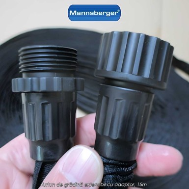 Mannsberger Water Hose 15m - furtun de grădină extensibil cu adaptor, 15m