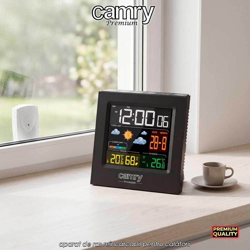 Camry Weather Station CR1166 - stație meteo de interior și exterior cu afișaj temperatură, umiditate, ceas și alarmă