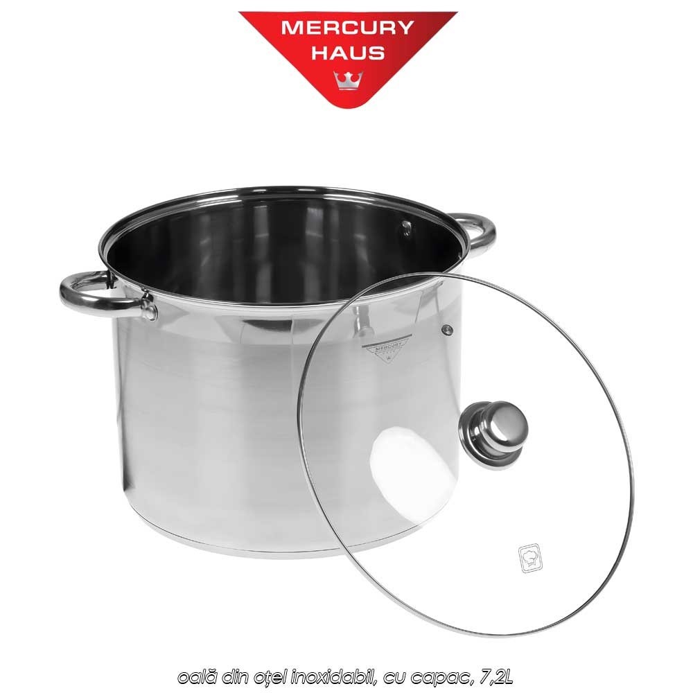 Mercury Haus MC7030 - oală din oțel inoxidabil, cu capac, 7,2L