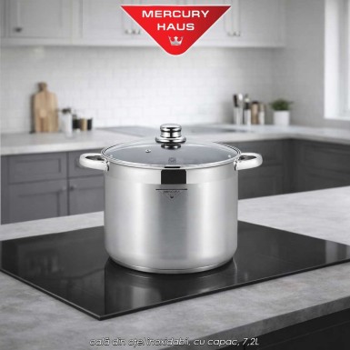Mercury Haus MC7030 - oală din oțel inoxidabil, cu capac, 7,2L