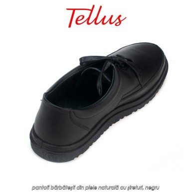 Tellus M0510N - pantofi bărbătești din piele naturală cu șireturi, negru