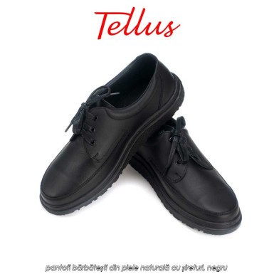 Tellus M0510N - pantofi bărbătești din piele naturală cu șireturi, negru