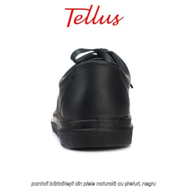Tellus M0510N - pantofi bărbătești din piele naturală cu șireturi, negru