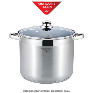Mercury Haus MC7033 - oală din oțel inoxidabil, cu capac, 13,5L