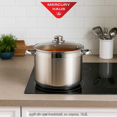 Mercury Haus MC7033 - oală din oțel inoxidabil, cu capac, 13,5L