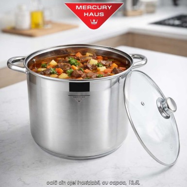 Mercury Haus MC7033 - oală din oțel inoxidabil, cu capac, 13,5L