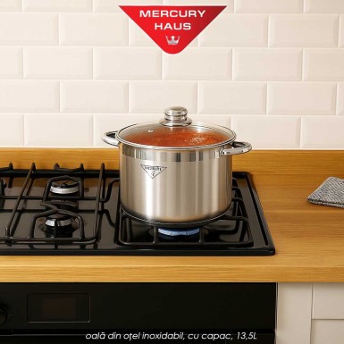 Mercury Haus MC7033 - oală din oțel inoxidabil, cu capac, 13,5L