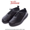 Tellus M7205N - pantofi de damă din piele naturală cu șireturi, negru