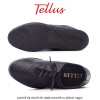 Tellus M7205N - pantofi de damă din piele naturală cu șireturi, negru