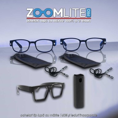 ZoomLite Pro - ochelari tip lupă cu mărire 160% și 2 leduri încorporate