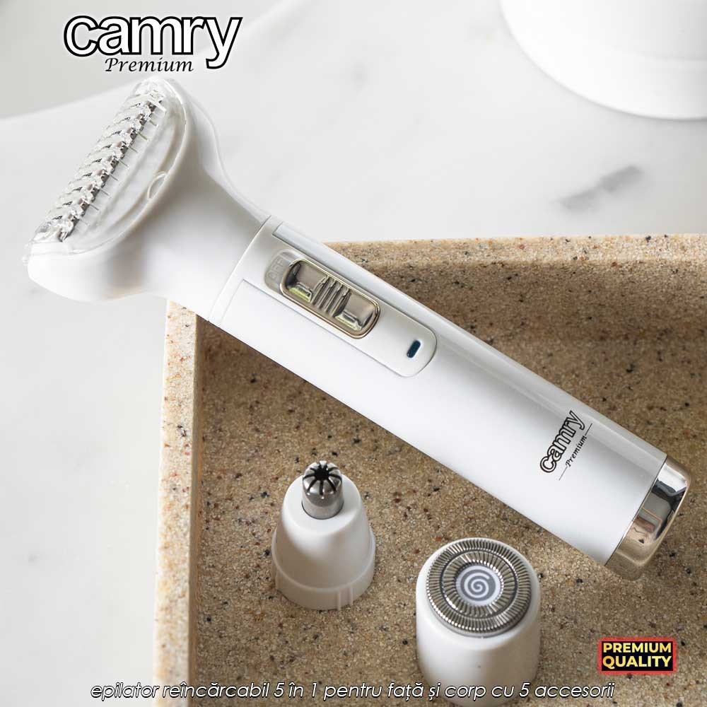 Camry Multifunction Trimmer Set CR2935 – epilator reîncărcabil 5 în 1 pentru față și corp cu 5 accesorii