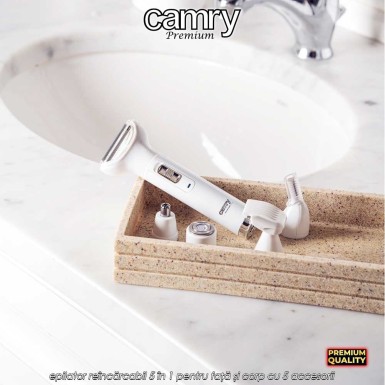Camry Multifunction Trimmer Set CR2935 – epilator reîncărcabil 5 în 1 pentru față și corp cu 5 accesorii
