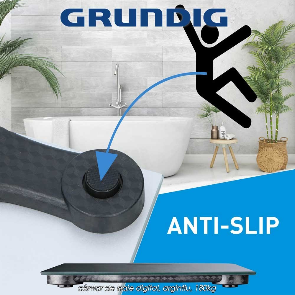 Grundig Body Scale - cântar de baie digital, argintiu, 180kg