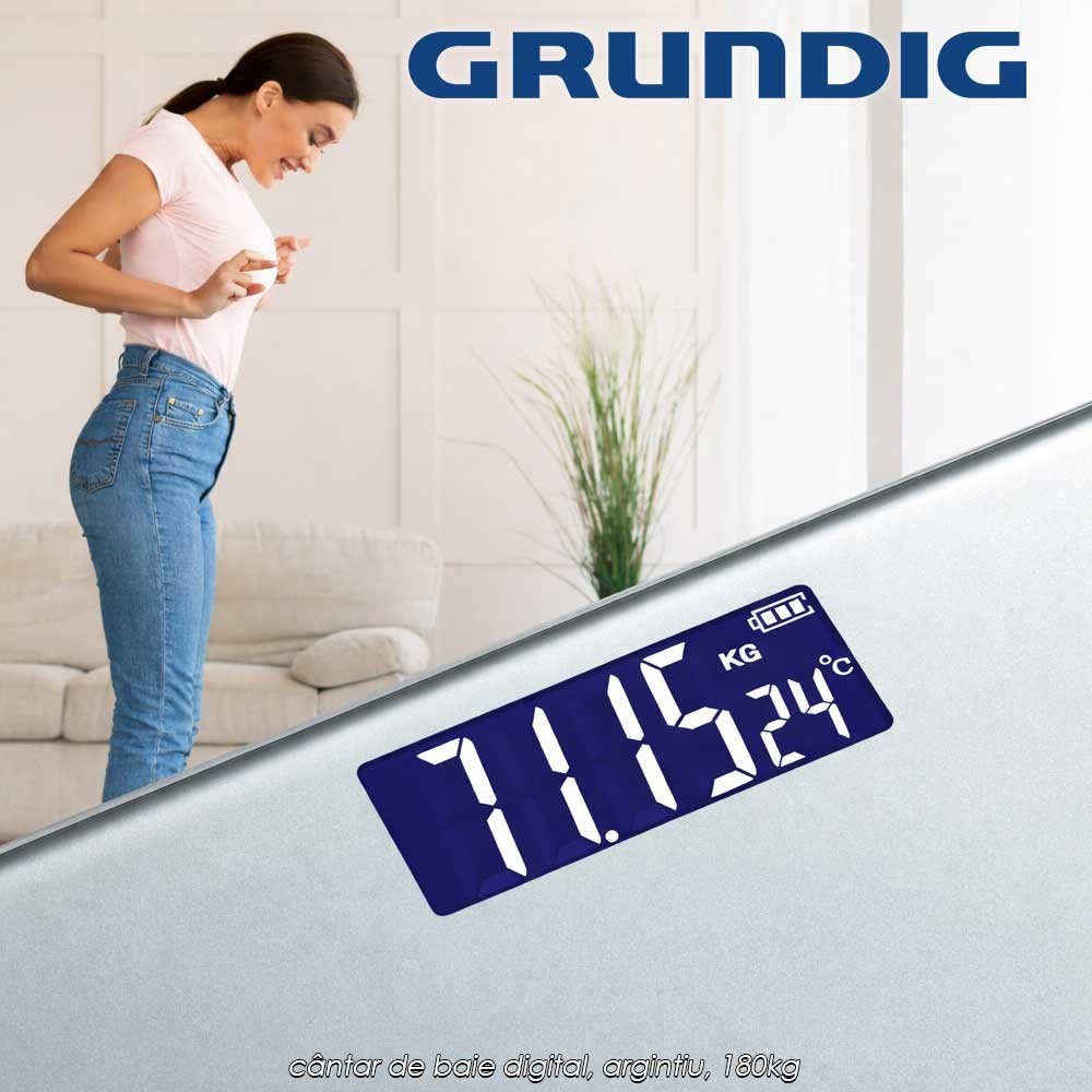 Grundig Body Scale - cântar de baie digital, argintiu, 180kg
