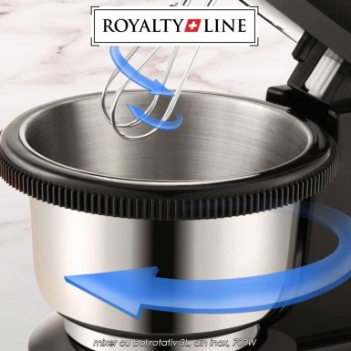 Royalty Line Mixer With Bowl HM19015 - mixer cu bol rotativ 3L, din inox, 700W