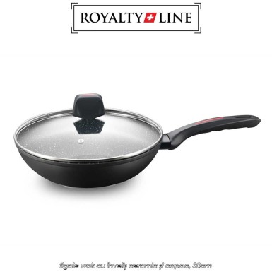Royalty Line Wok Pan FWN30 - tigaie wok cu înveliș ceramic și capac, 30cm