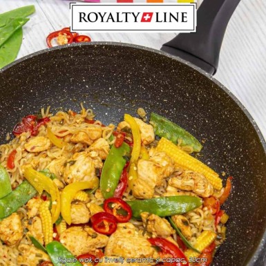 Royalty Line Wok Pan FWN30 - tigaie wok cu înveliș ceramic și capac, 30cm