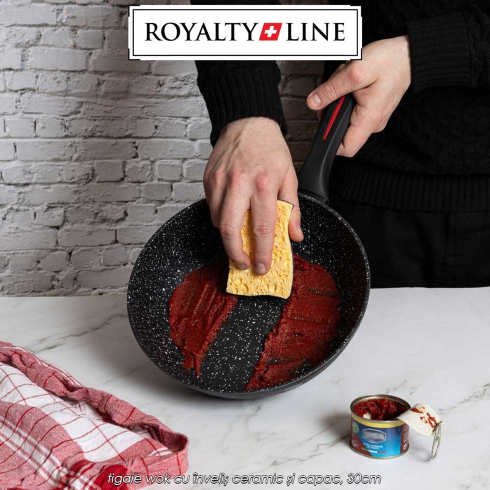Royalty Line Wok Pan FWN30 - tigaie wok cu înveliș ceramic și capac, 30cm