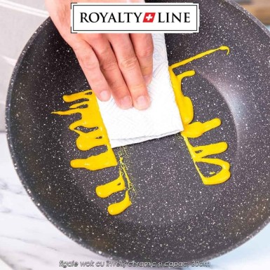 Royalty Line Wok Pan FWN30 - tigaie wok cu înveliș ceramic și capac, 30cm
