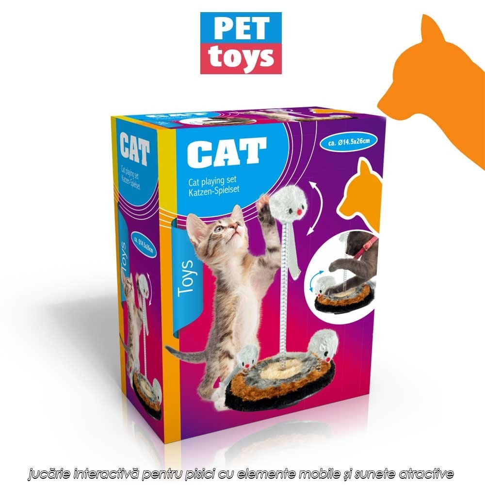 Pet Toys Cat Toy Playing Set – jucărie interactivă pentru pisici cu elemente mobile și sunete atractive