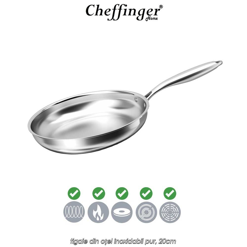 Cheffinger Home Pure Stainless Steel 3PLYFP20 - tigaie din oțel inoxidabil pur, 20cm